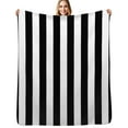 thumbnail image 1 of Black and White Vertical Stripes Flannel Blanket Warm Soft Bedding Throws Winter Camping Chair Sofa Bed, 1 of 6