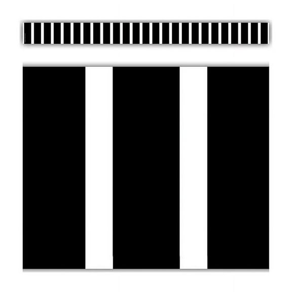Black and White Vertical Stripes Straight Border Trim [TCR3935]