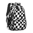 thumbnail image 1 of Black and White Wavy Checkered Pattern Backpack for School, Cute School Bag with Adjustable Shoulder Straps and Padded Back, 16.9"x12.6"x5.9", 1 of 3