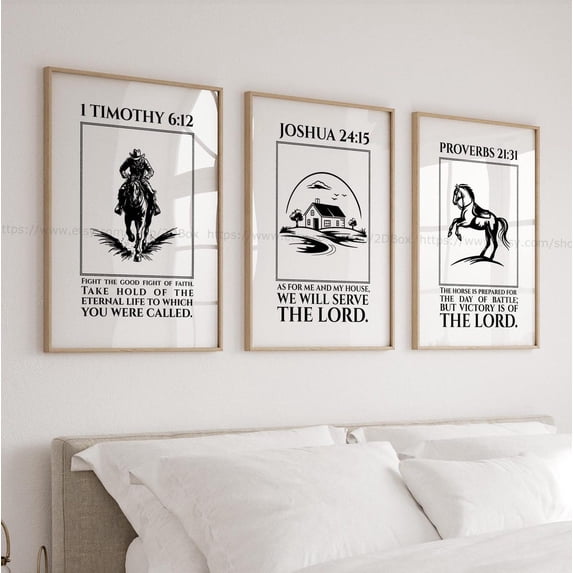 Black and White Western Scripture Bold Masculine Jesus s Cowboy Set 3 ...