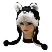Black and White Wolf w/Blue Eyes Plush Hat