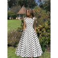 thumbnail image 1 of Black and White Womens Vintage 1960s Retro Polka Dot Swing Dress With Bow, 1 of 8