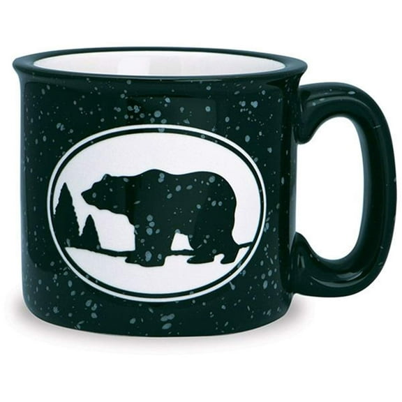 Black and White Woodland Bear Classic Camp Style Ceramic Mug, 15 oz