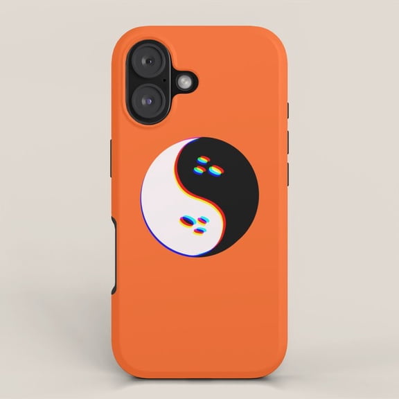 Black and White Yin-Yang Smiley Face Tough Case for Apple iPhone, Dual-Layer Polycarbonate and TPU