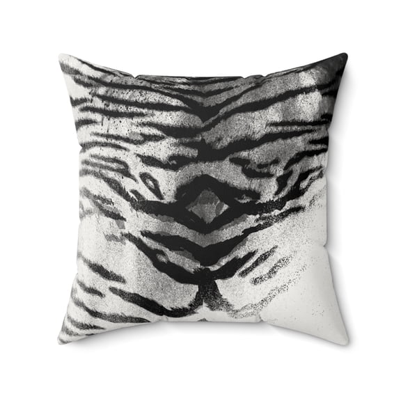 Black and White Zebra Abstract Faux Suede Throw Pillow  Modern Animal Print Accent Cushion, 20x20