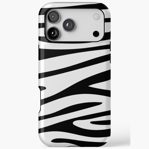 Black and White Zebra Halloween Pattern iPhone Case 11 through 17 Pro Max