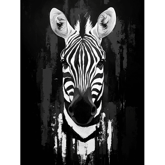 Black and White Zebra Head Canvas Wall ArtSuitable for Living Room Bedroom Office Bathroom and Dining Room Decoration.