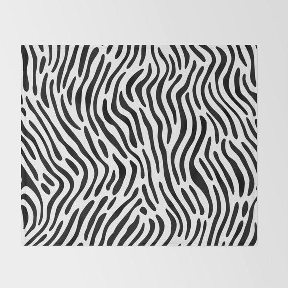 Black and White Zebra Stripe Fleece Blanket, Polyester Fleece Fabric, 280 GSM, Animal Pattern for Couch or Bed