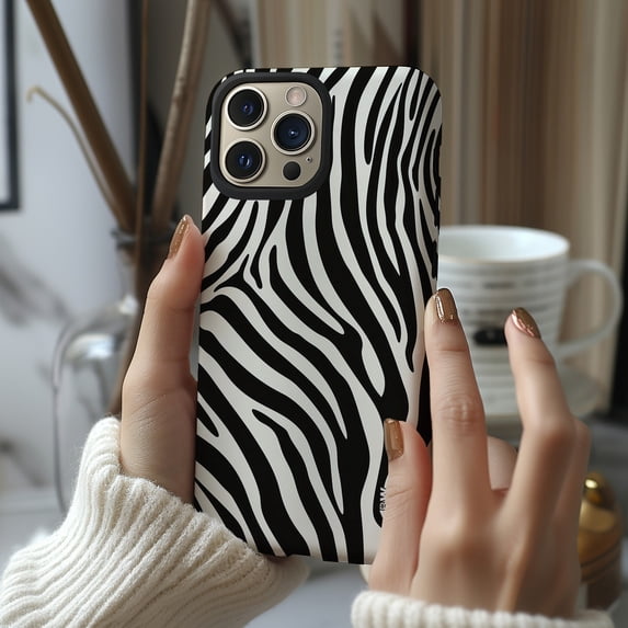 Black and White Zebra Stripe Tough Phone Case, Dual-Layer Polycarbonate ...