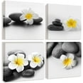 thumbnail image 1 of Black and White Zen Stone Wall Art Yellow Flower Picture Still Life Canvas Relaxing Painting Home Office Bathroom Decor, 1 of 6