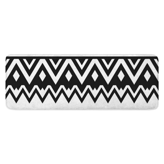 Black and White Zigzag Pattern Kitchen Rug Mat,Kitchen Runner Rugs Non Skid Washable,Decorative Kitchen Floor Mats for Kitchen,Sink,Laundry,17"x47.2"