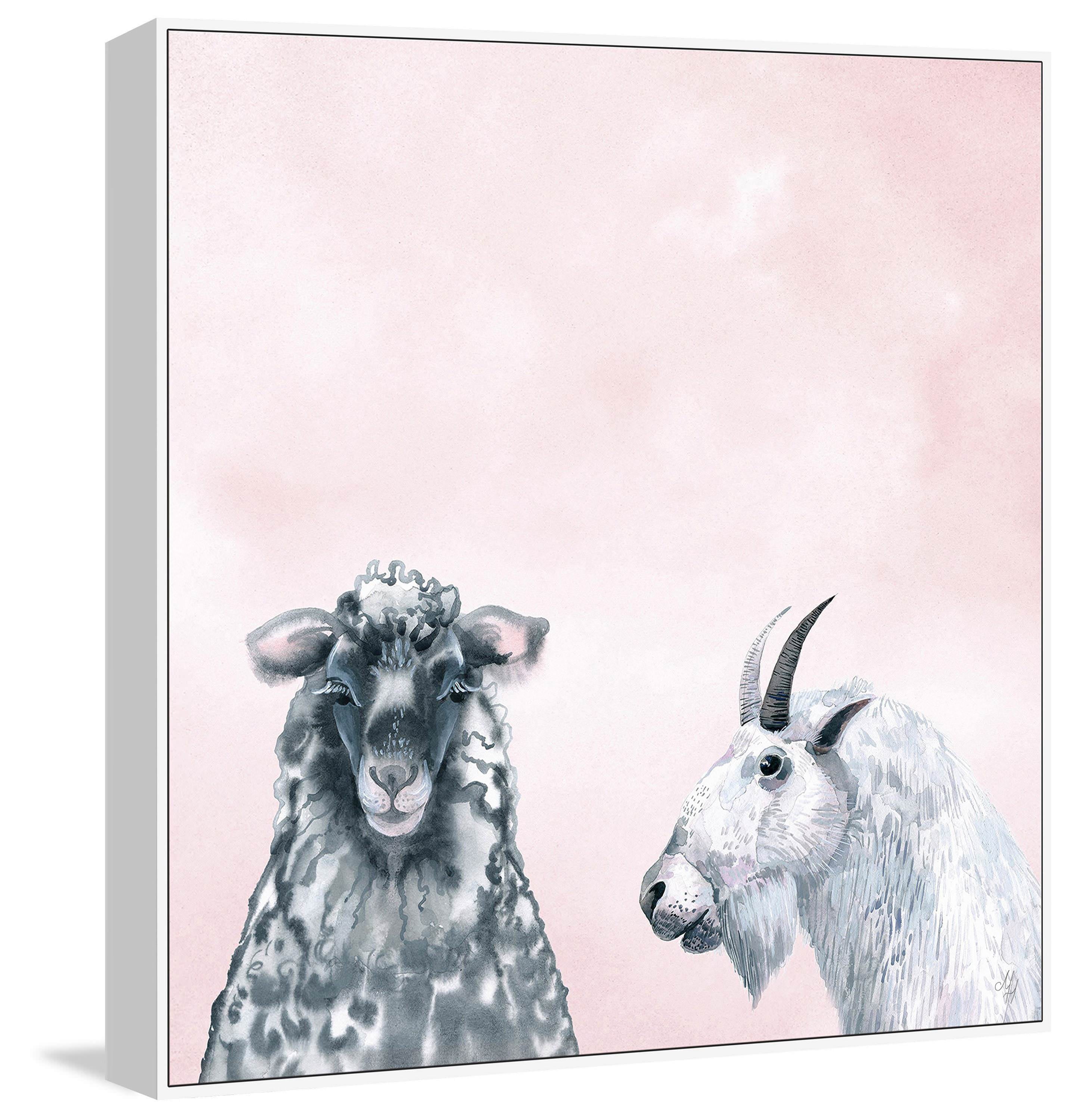 Black and White in Blush Floater Framed Painting Print on Canvas