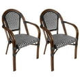 thumbnail image 1 of Black and White with Arms, French Bistro Patio Dining Chair by Chivari, 2 Chair Bundle by Chivari, 1 of 10