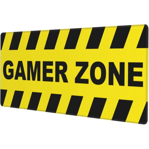 Black and Yellow Gamer Zone Sign Extended Large Gaming Mouse Pad Non Slip Rubber Base Mousepad Stitched Edges 31.5 X 11.8 Inch