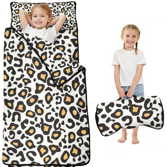 Black and Yellow Of Leopard Print Toddler Nap Mats for Kids Preschool,Sleeping Mat Bag or Kids,Toddler Sleeping Bag,Toddler Nap Mat or Daycare