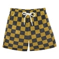 thumbnail image 1 of Black and Yellow Plaids with Texture Swim Trunks Board Shorts Beach Pants Bathing Bottoms S, 1 of 8