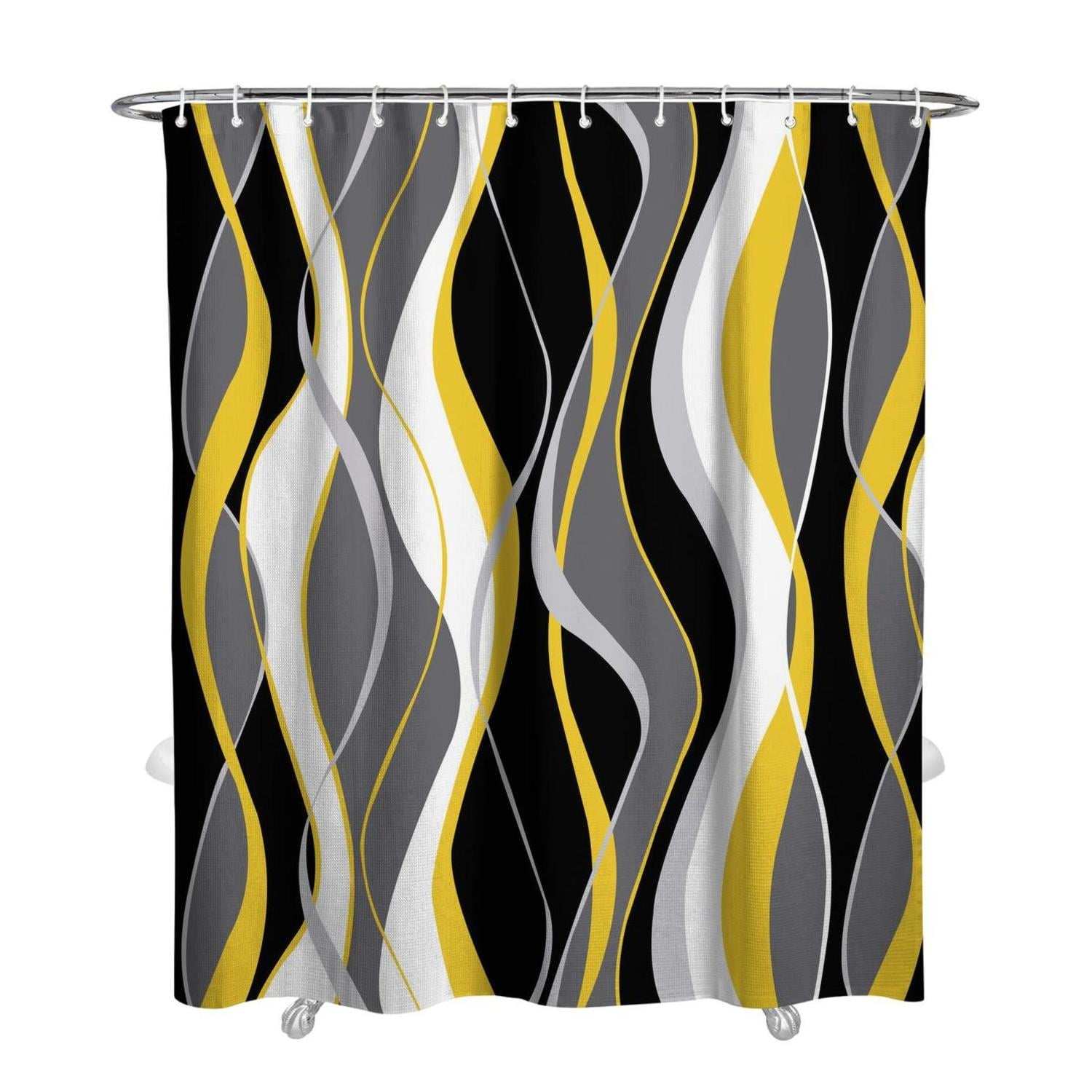 Black And Yellow Shower Curtainnull