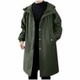 thumbnail image 1 of BVnarty Men's Long Sleeve Hooded Trench Coat Button Zipper Outwear Solid Color Windbreaker Jacket Lightweight Loose Fit (Army Green,L), 1 of 6