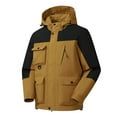 thumbnail image 1 of BVnarty Men's Outdoor Waterproof Windproof Jacket Detachable Hooded Winter Coats Multi-Pockets Fleece Liner Thickened Warm Snow Ski Jackets Brown S, 1 of 8