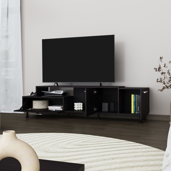 Black and sleek design | In living rooms for easy TV setup and storage | Promises long - term stability