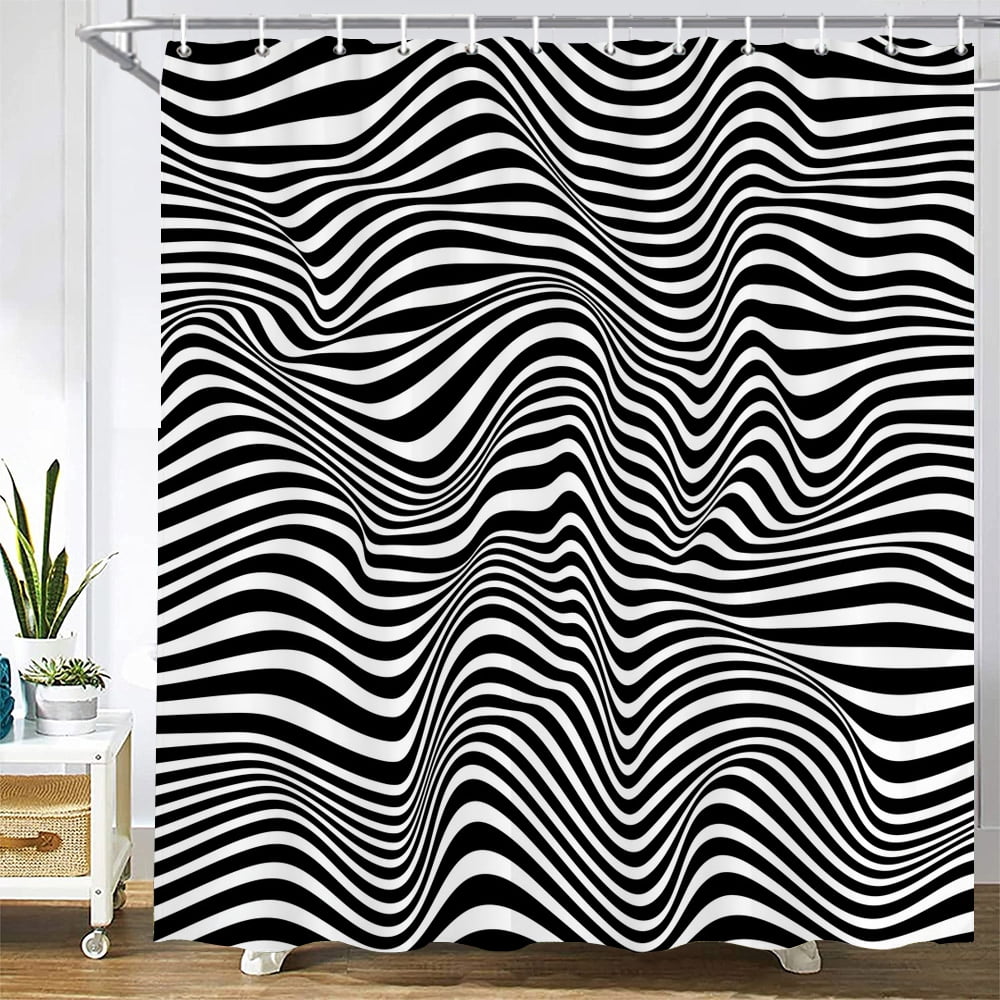 Black and white Geometry Print Bath Curtain Simple Art Abstract ...