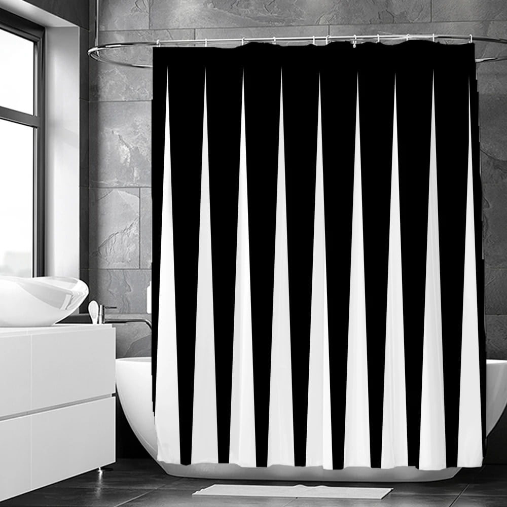 Black and white Geometry Print Bath Curtain Simple Art Abstract ...