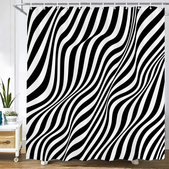 Black and white Geometry Print Bath Curtain Simple Art Abstract ...