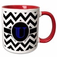 thumbnail image 1 of Black and white chevron monogram blue initial U 11oz Two-Tone Red Mug mug-252204-5, 1 of 3