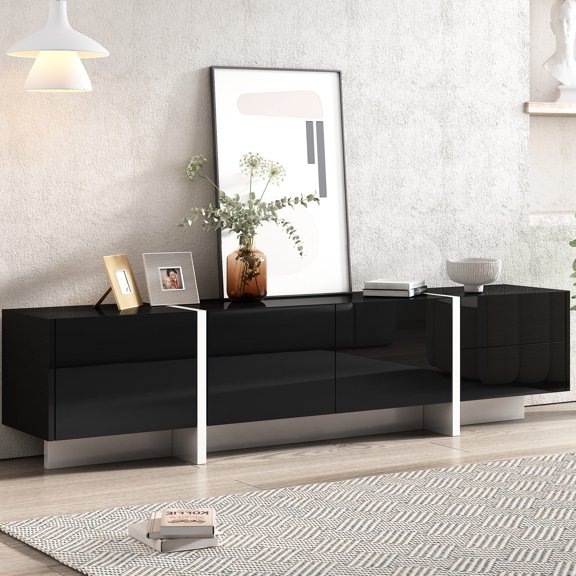 Black and white contemporary design, great storage | Works well in living and bedroom, meets storage needs
