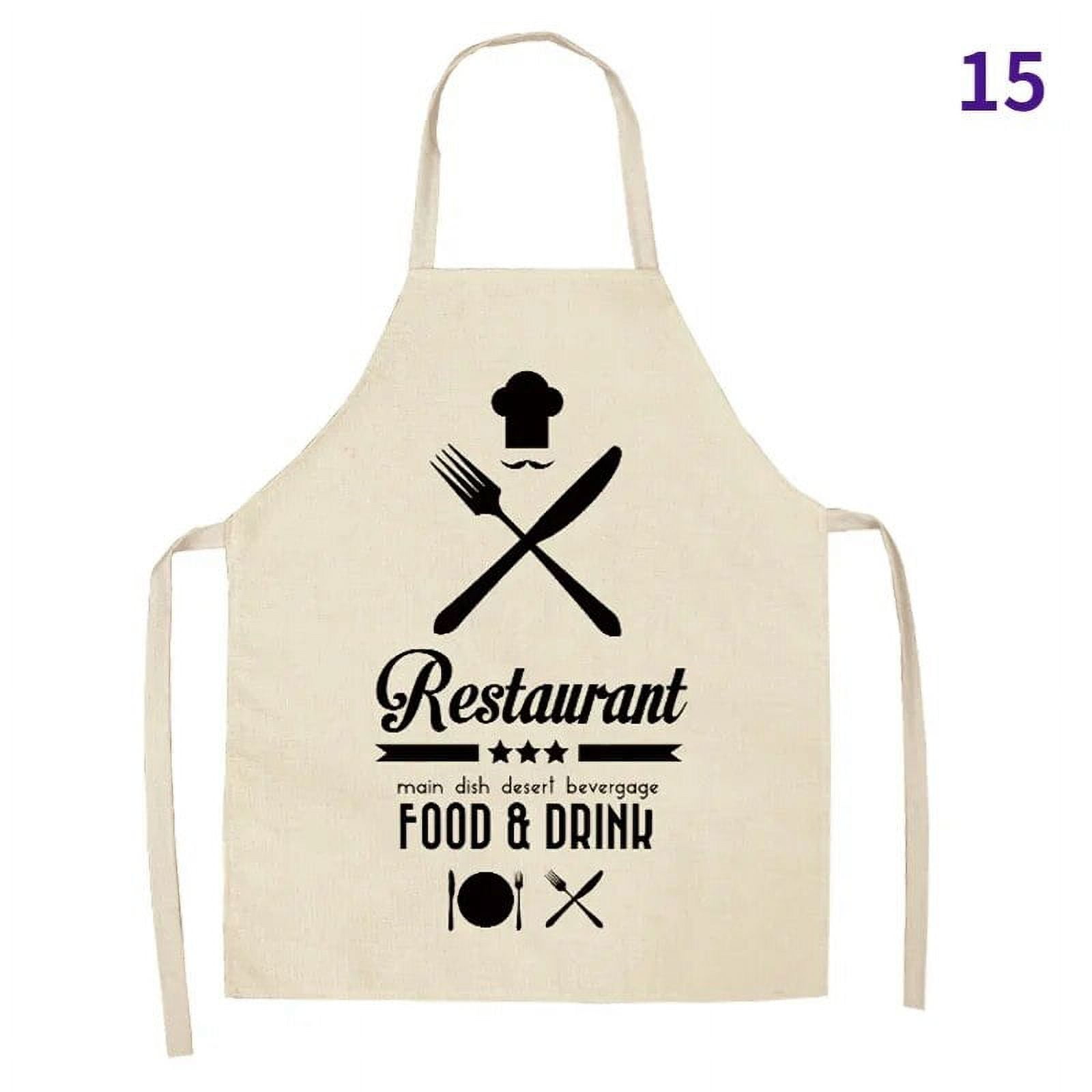 Black and white geometric letters printed flax apron is suitable for ...