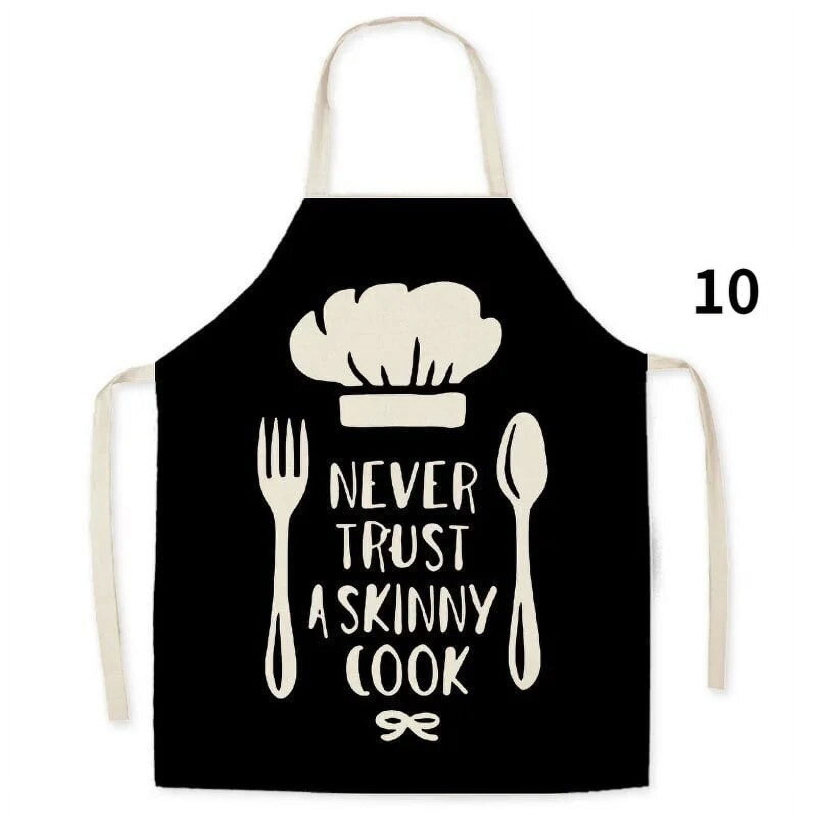 Black and white geometric letters printed flax apron is suitable for ...