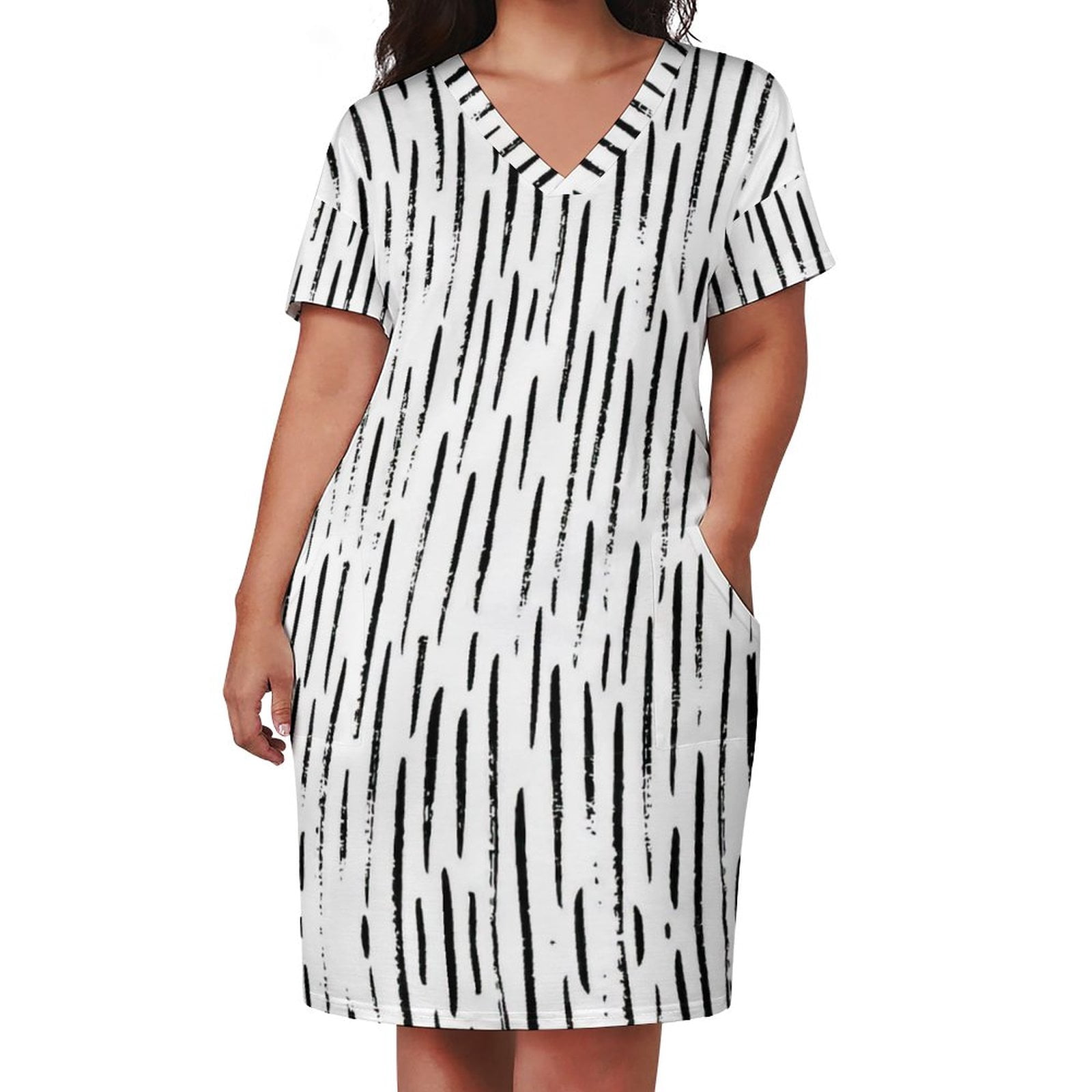 black and white midi dress & Smocked 2024 Summer Casual Outfits: AU/UK Size:12/14 Stretch satin