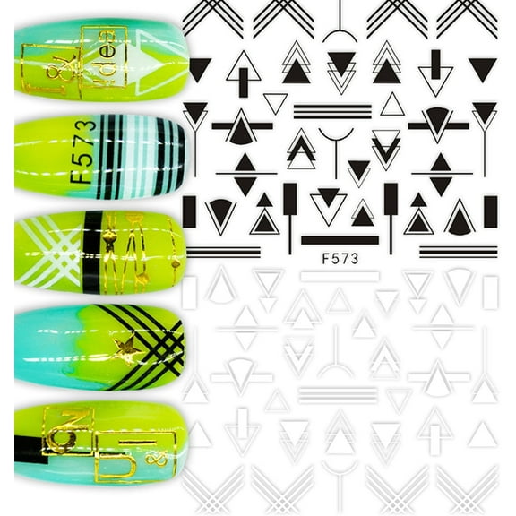 Black and white modern geometric nail pattern stickers for unique nail art create