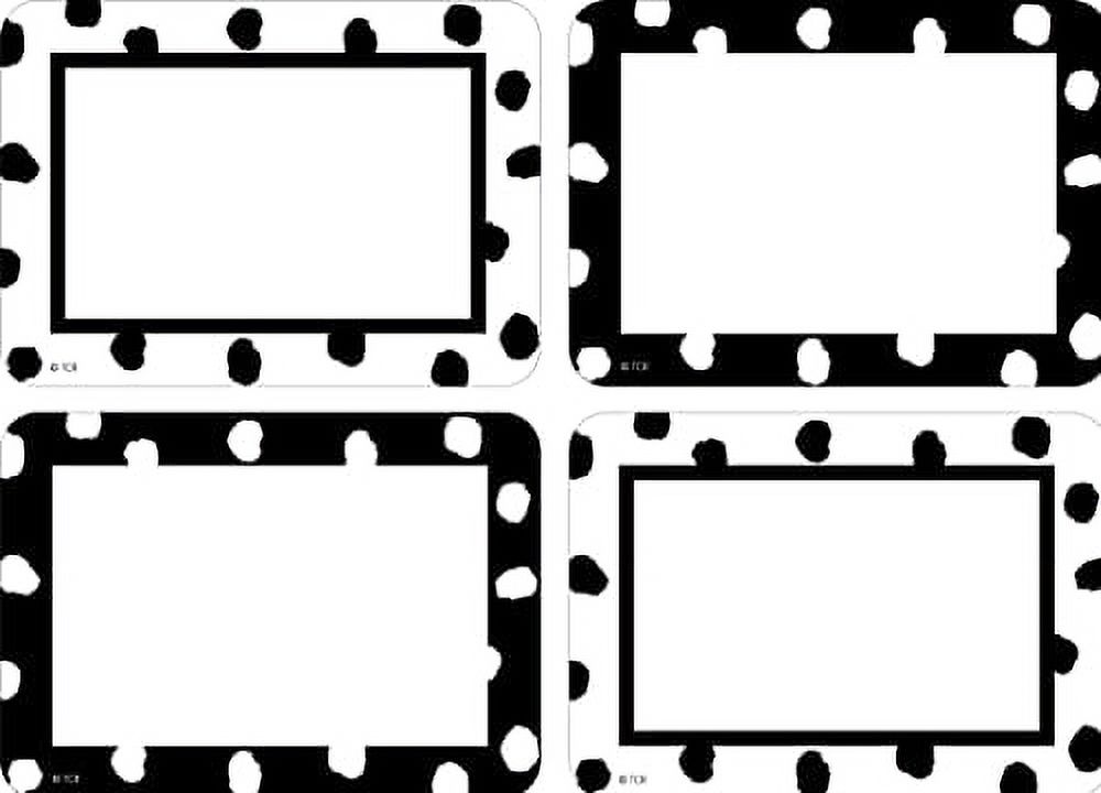 Black and white painted dots name tags/labels multipack
