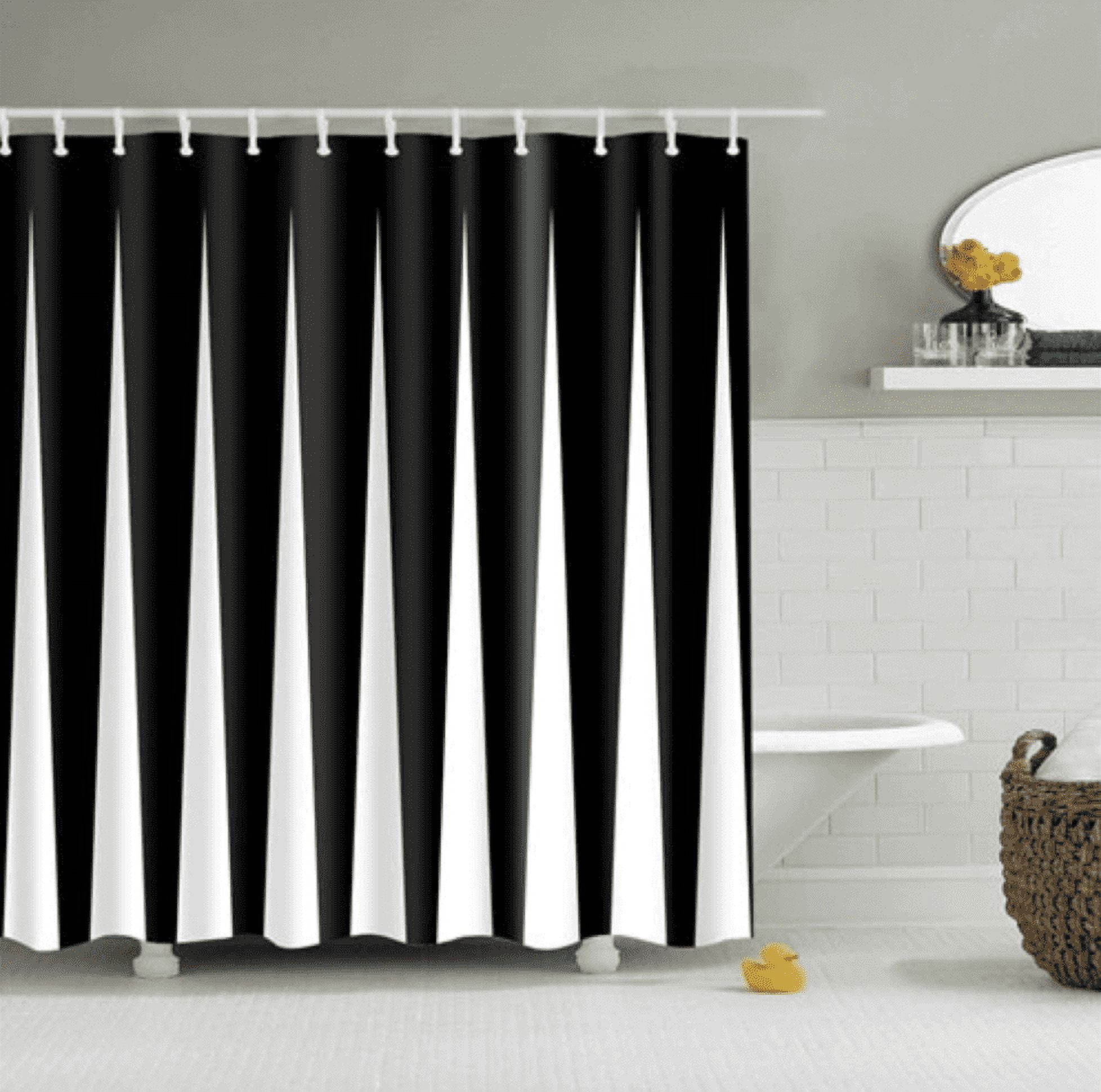 Black and white stripes Pattern Shower Curtain Waterproof Bathroom ...