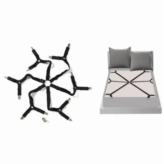 Black bed sheet fixing clip Bedly/College Dorm Essential/Bed Straps That Hold Mattress Pad in Place/Multipurpose Strap