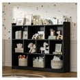 Black bookshelf, Wood Bookcase with 3 Tier Open Shelves, 10Cube