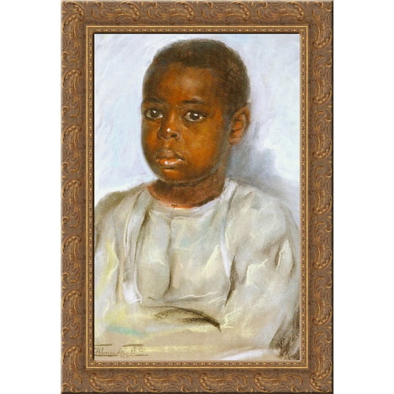Black boy 24x18 Gold Ornate Wood Framed Canvas Art by Jose Ferraz de Almeida Junior