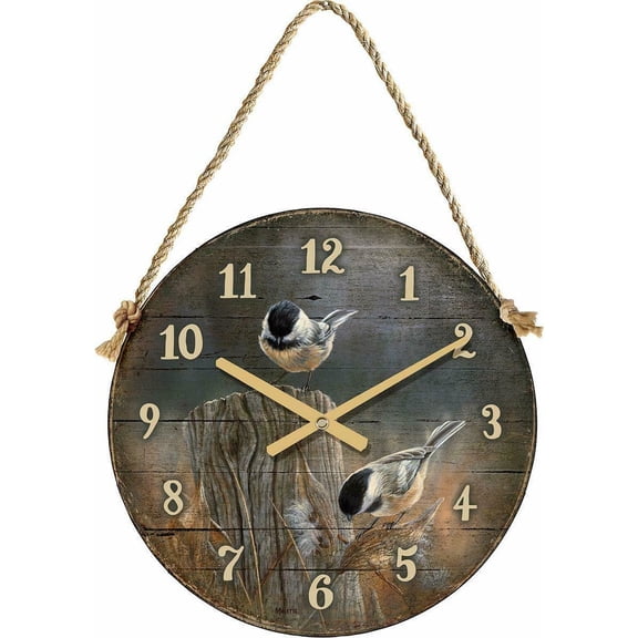 Black-capped Chickadees Birds 21" Round Hanging Clock