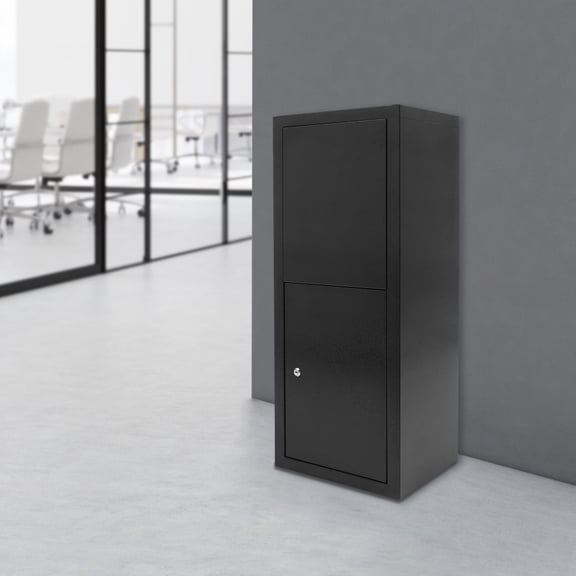 Black carbon steel anti-theft mailbox 382990cm parcel delivery box with key lock