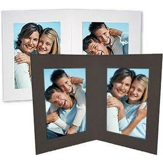 Black cardboard double photo folder frame w/plain border sold in 25s - 5x7