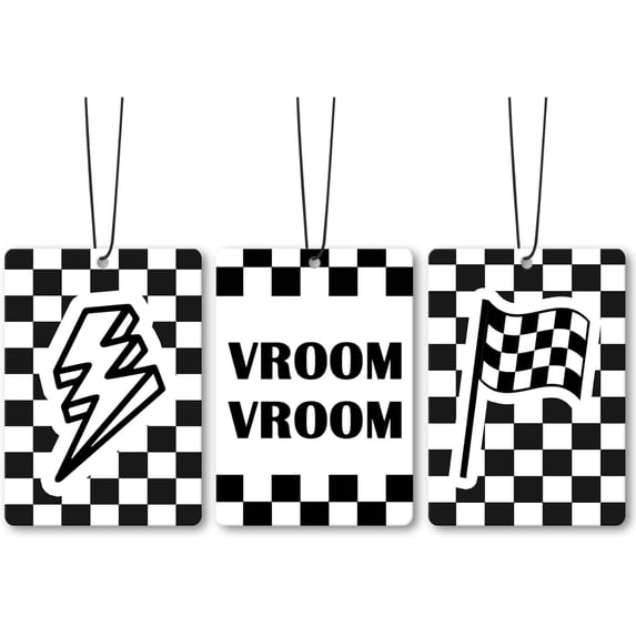 Black checkered red racing car air freshener set of 3, boy hanging air freshener decoration, teenager game room closet, racing scent fragrance card gift, men's drawer