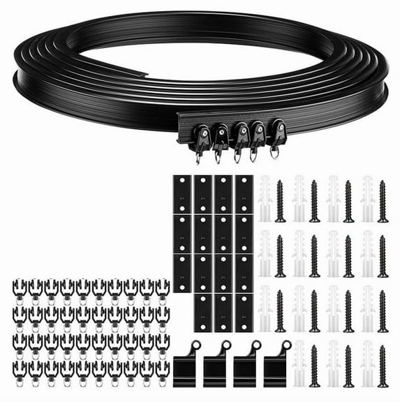 Black curved curtain track with bendable U-shaped slide rail