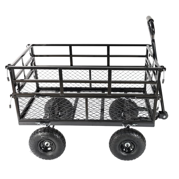 (Black double fence utility cart) Wagon Cart Garden cart trucks make it easier to transport firewood