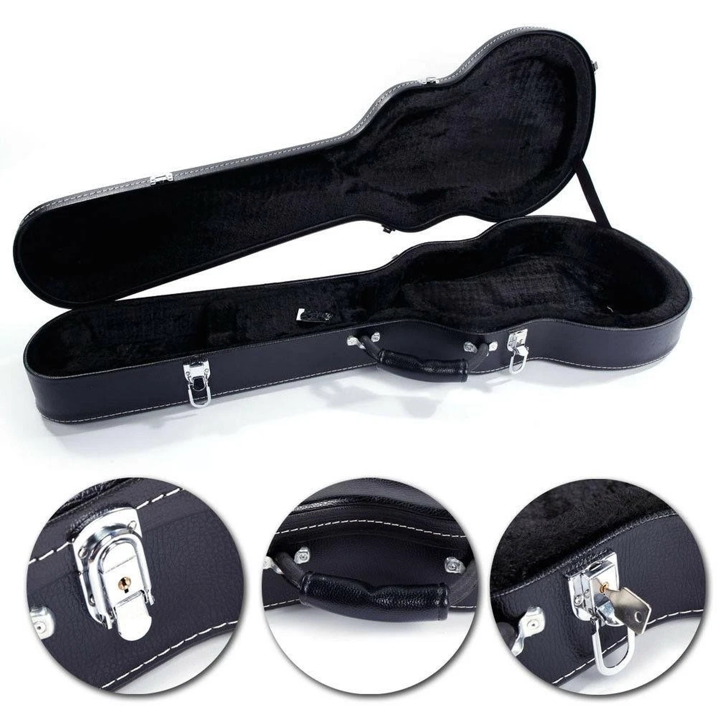 Black for GLP Style Electric Guitar Carrying Hard Shell Case w/ Lock Latch