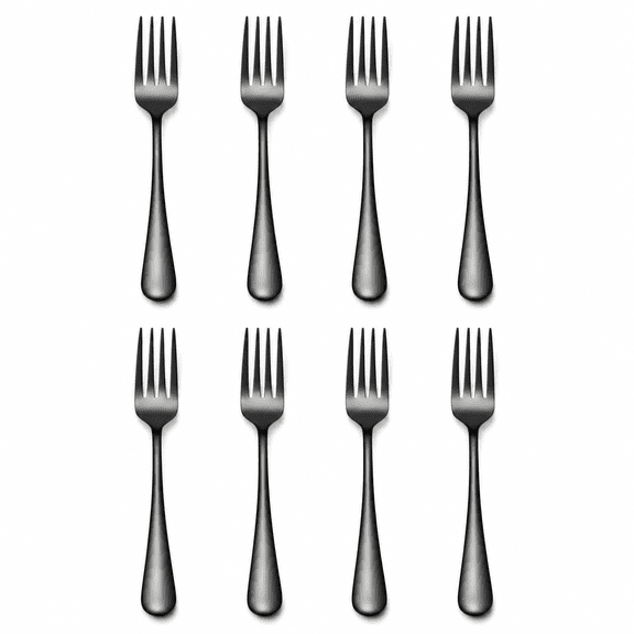 Black forks stainless steel dinner forks 24pcs Dishwasher Safe kitchen forks metal 8inch silverware (8inch dinner forks set (24 Piece))