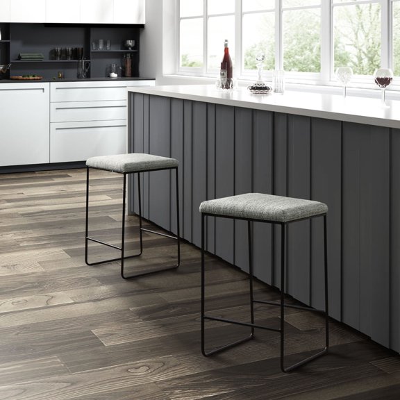 Black frame, rich - textured faux linen / Improve dining room, no assembly needed