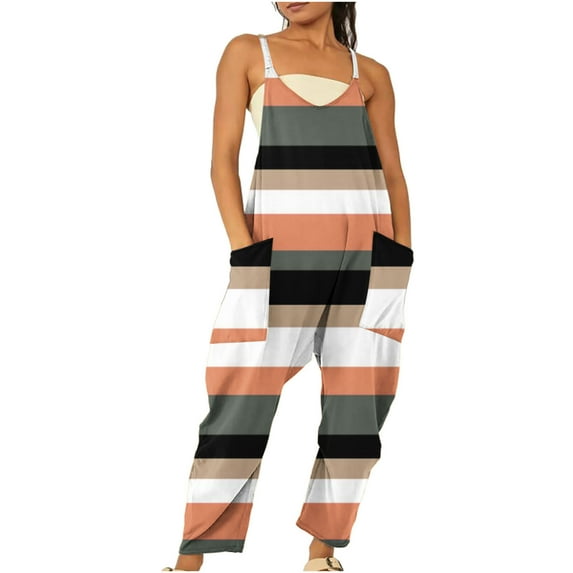 Dyegold Jumpsuits for Women Casual, Summer Jumpsuit for Women One Piece 2023 Trendy Spaghetti Strap Wide Leg Rompers Harem Long Pants Overalls With Pockets