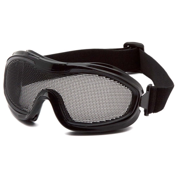 Black goggle with single wire mesh lens