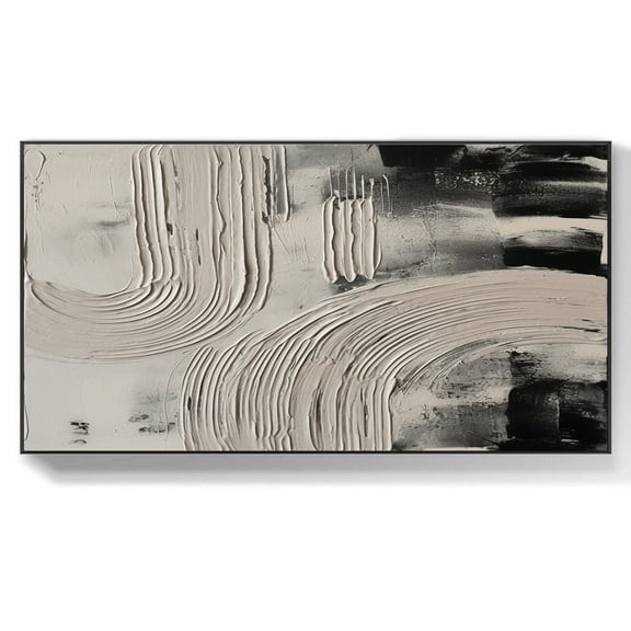 Black handmade canvas oil painting, oversized wall art, oversized painting, large canvas art, large wall painting, black and white wall art,(46*91cm)18*36 Inches,Unstretched,Frameless
